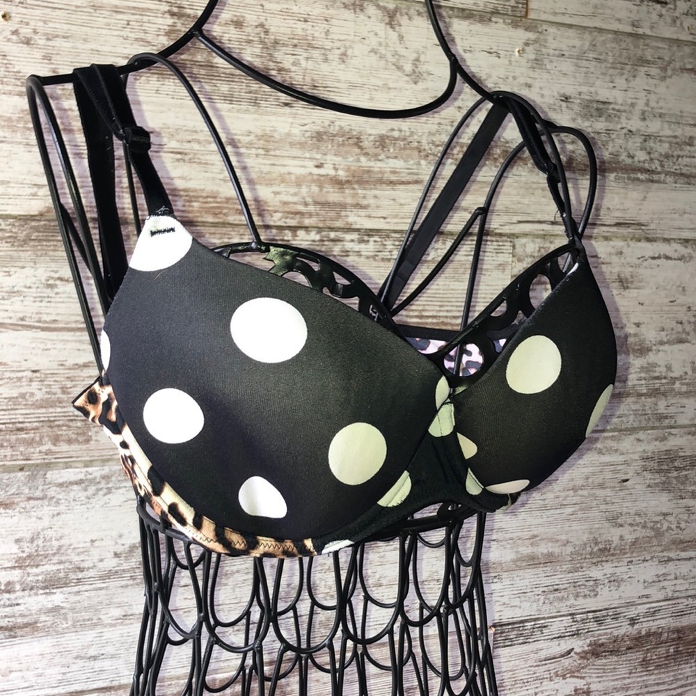 Victoria’s Secret PINK bra cheetah print and polkadot 34C pink vs animal PRINT‌